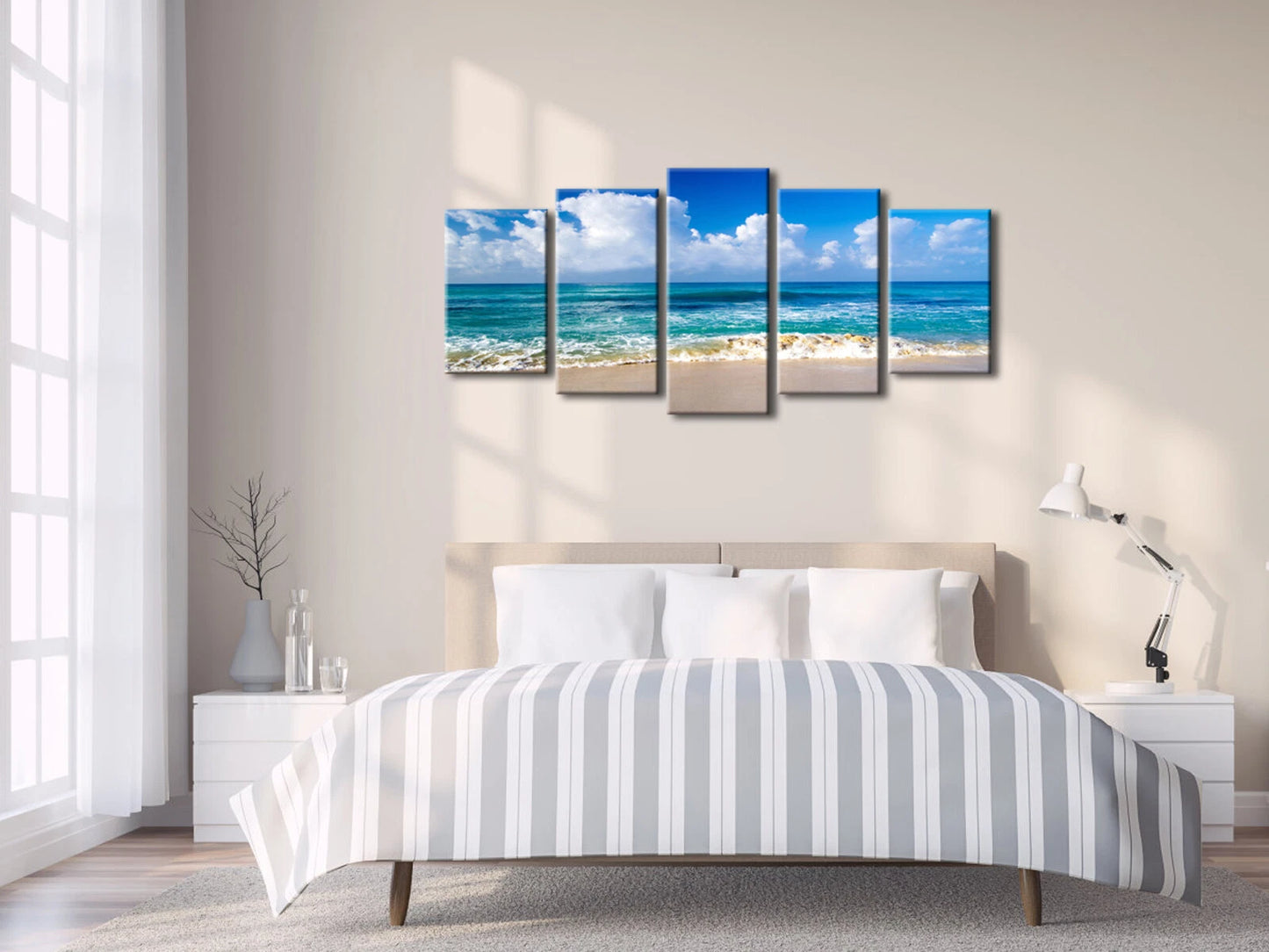 Blue Seascape Beach Canvas Art