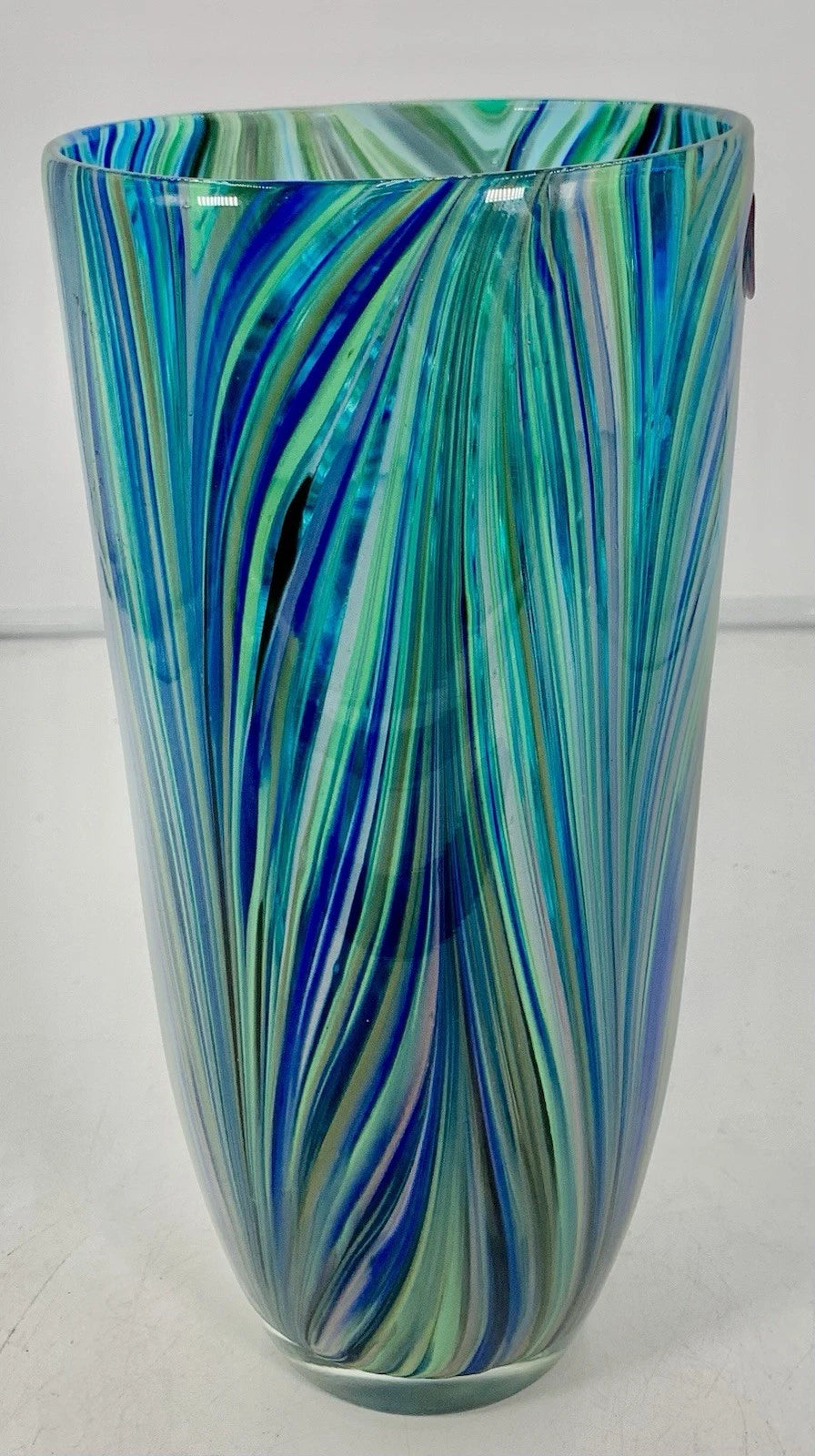Turquoise and Cobalt Blue Art Glass Vase