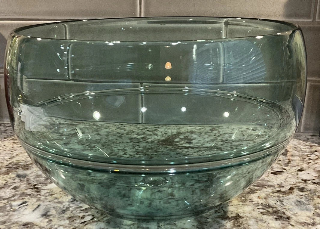 Teal Hand Blown Art Glass Bowl