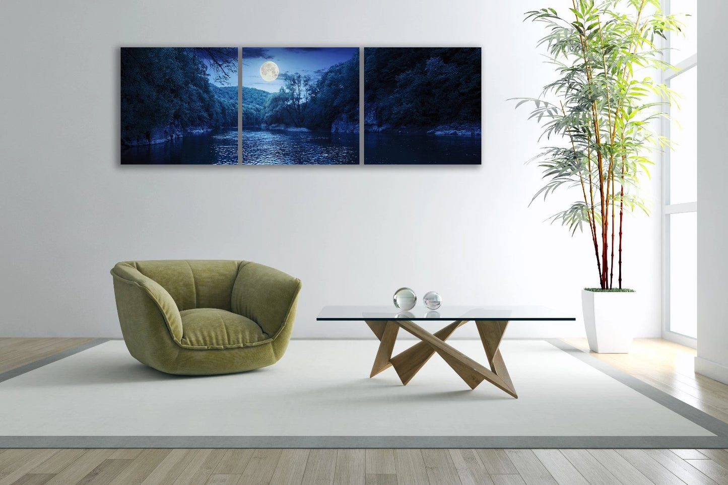 Blue Moon Ocean Canvas Art – Modern Panoramic Wall Decor Inspired by the Deep Sea
