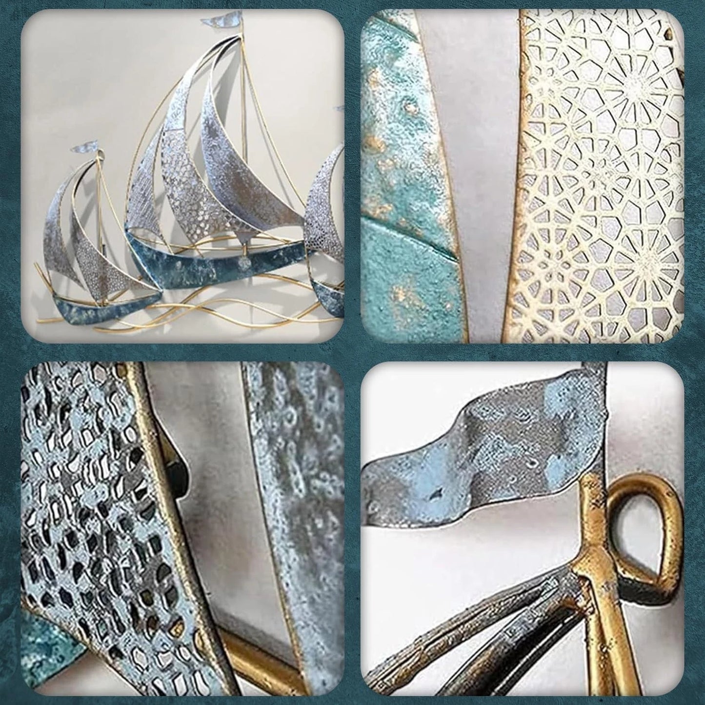 Set of 3 Metal Sailboat Wall Art
