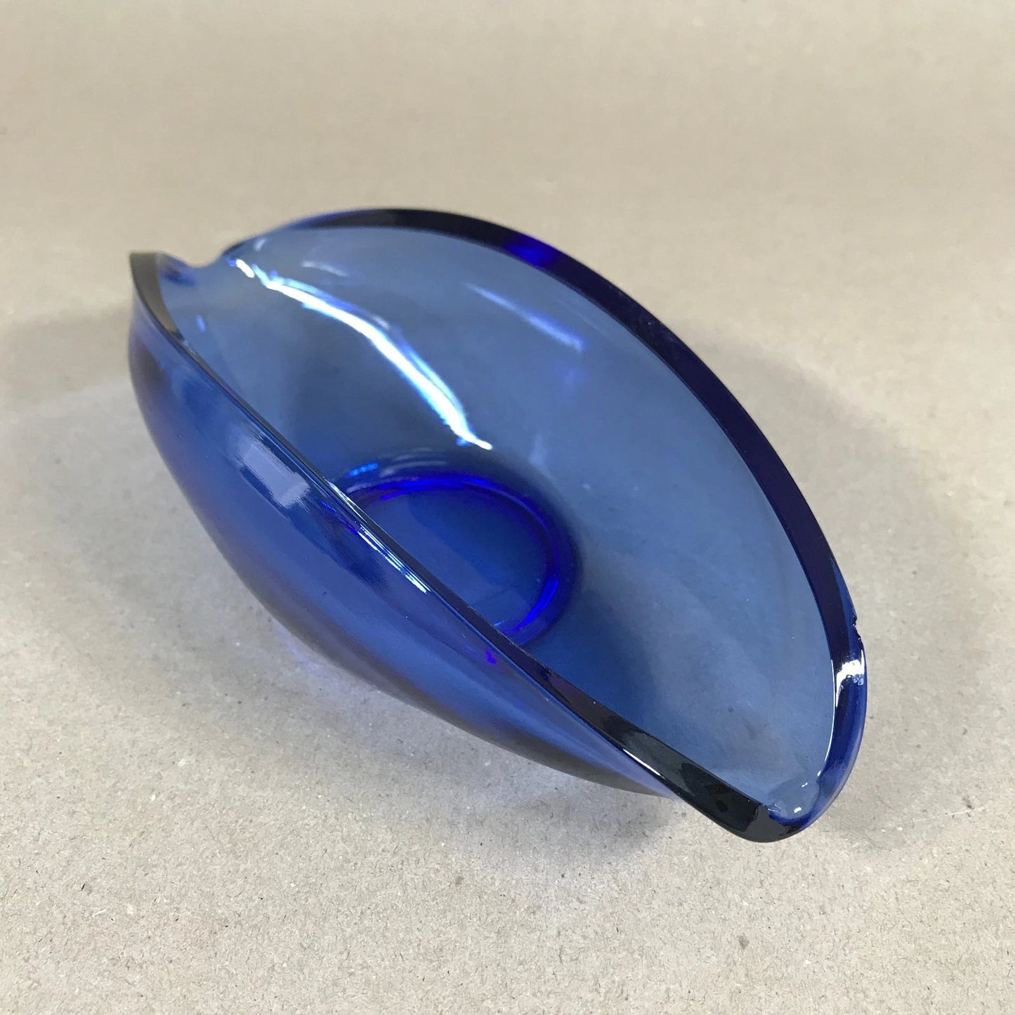 Blue Glass Elongated Decorative Bowl