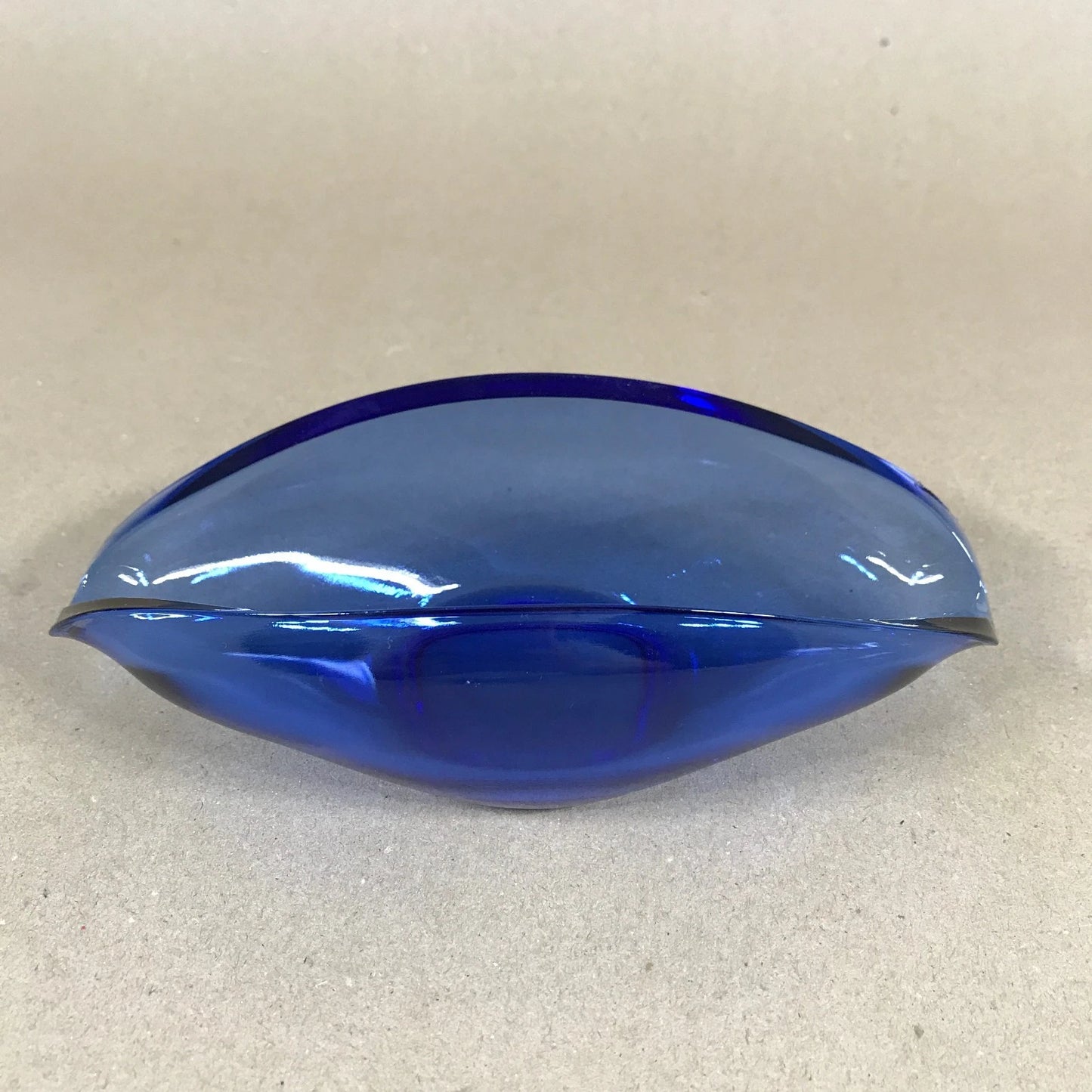 Blue Glass Elongated Decorative Bowl