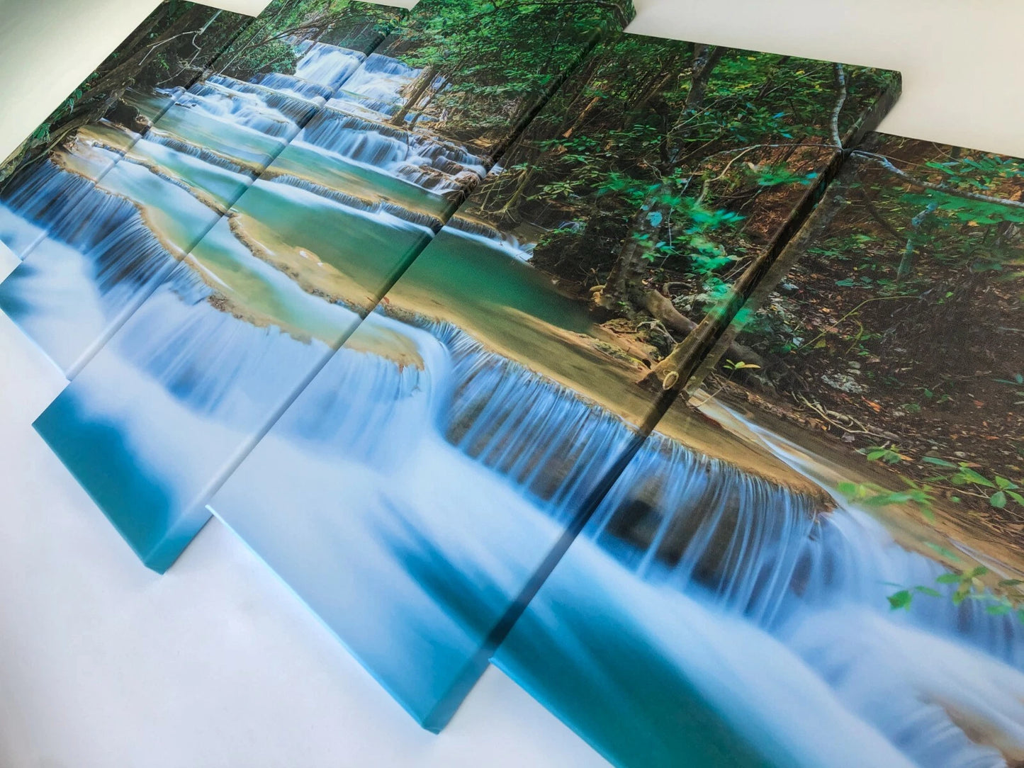 Blue Waterfall Forest Canvas Art