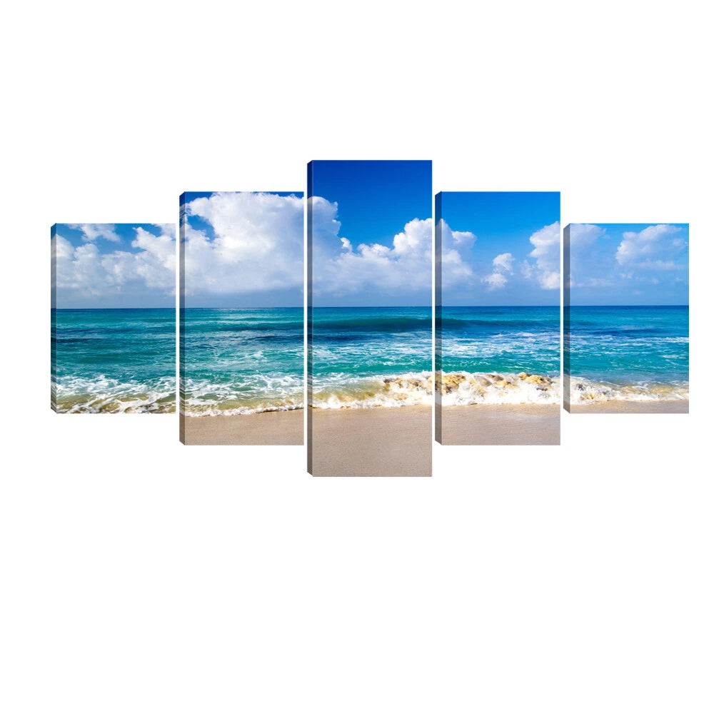 Blue Seascape Beach Canvas Art