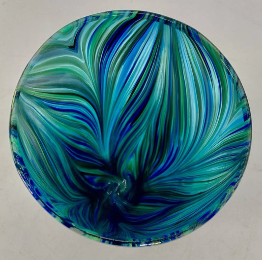 Turquoise and Cobalt Blue Art Glass Vase