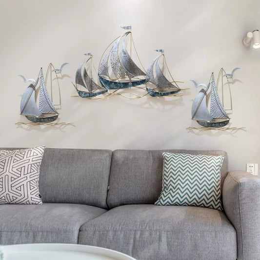 Set of 3 Metal Sailboat Wall Art