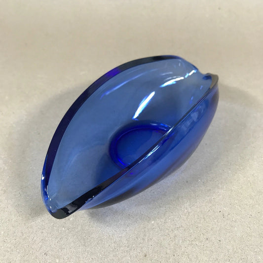 Blue Glass Elongated Decorative Bowl