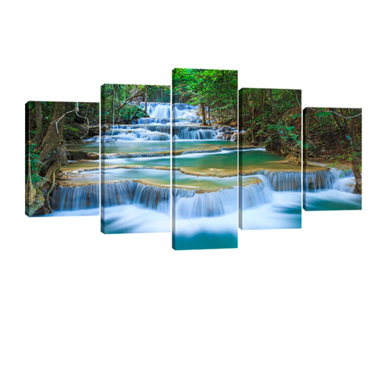 Blue Waterfall Forest Canvas Art